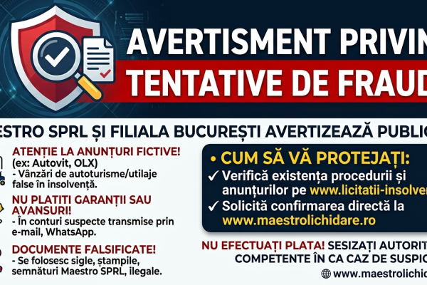 AVERTISMENT PRIVIND TENTATIVE DE FRAUDĂ
