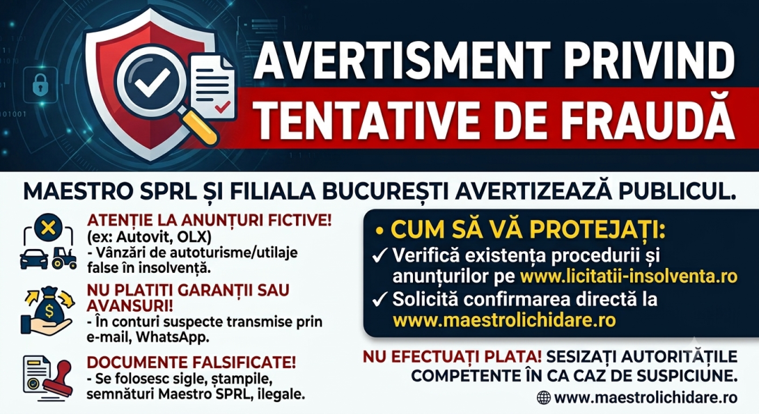 AVERTISMENT PRIVIND TENTATIVE DE FRAUDĂ